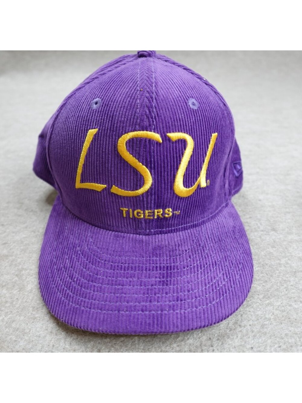 LSU Tigers Hat Purple Embroidered Corduroy Snapback Retro Official New Era NEW